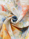 Robe blanche florale à manches longues, boutons et ceinture Années 1940