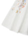 Robe blanche florale à manches longues, boutons et ceinture Années 1940