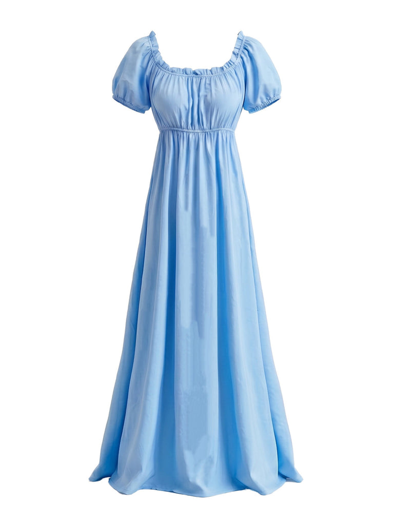 Robe Maxi à Manches Bouffantes et Taille Empire Années 1930