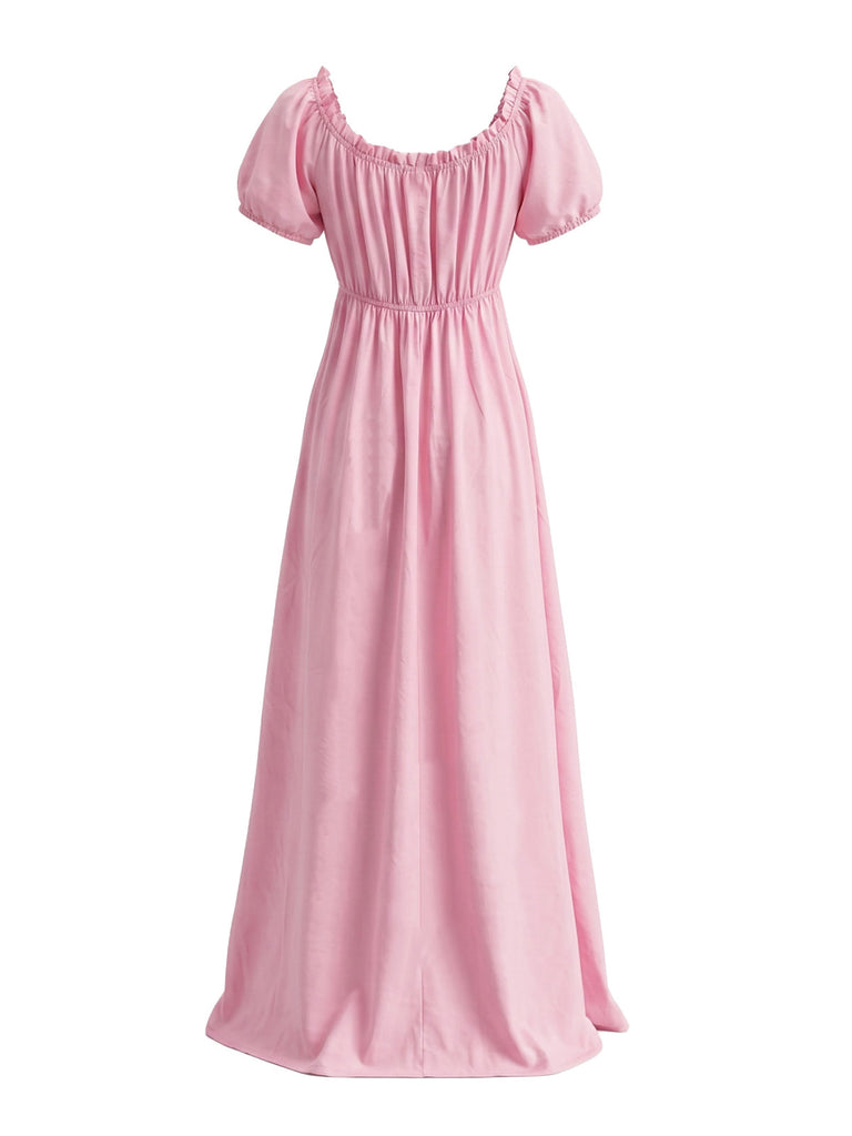 Robe Maxi à Manches Bouffantes et Taille Empire Années 1930