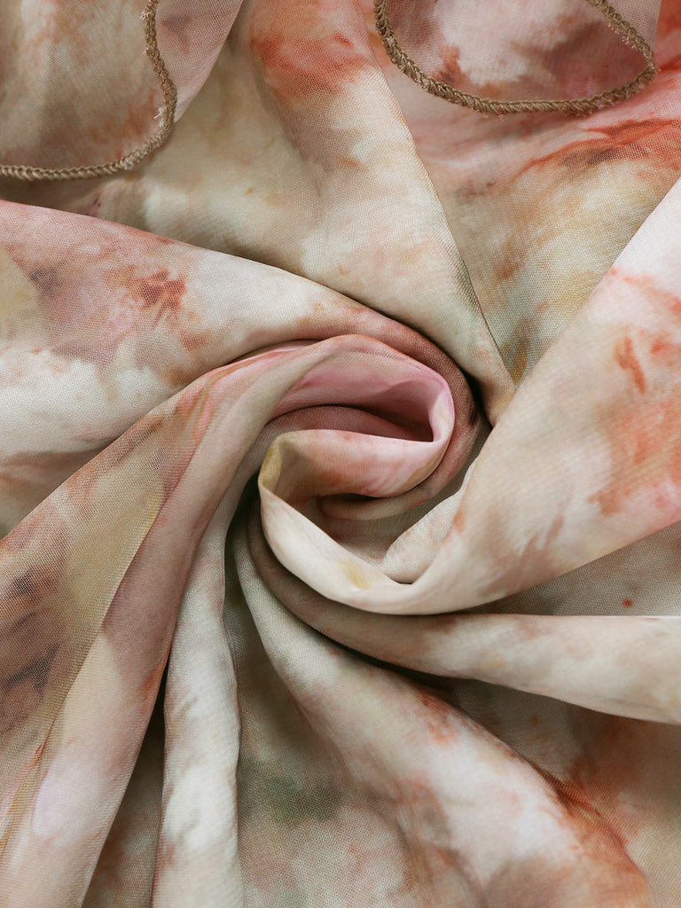 Robe Longue Vert Jaune Aquarelle Florale Dos-Nu Années 1940 8