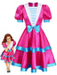 Robe cosplay Halloween rose à manches bouffantes Années 1960
