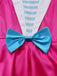 Robe cosplay Halloween rose à manches bouffantes et revers blanc Années 1960