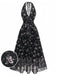 Robe Noir Floral Dos Nu Dos Nu Midi Années 1970