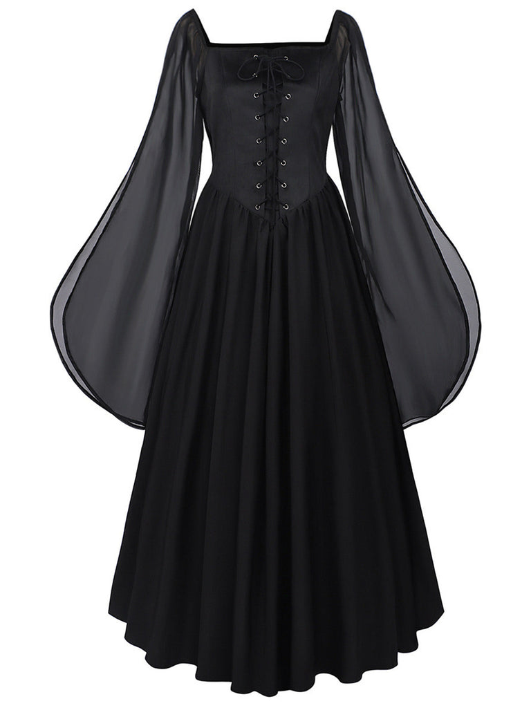 Robe Mousseline Col Carré Basque Taille Années 1940 4