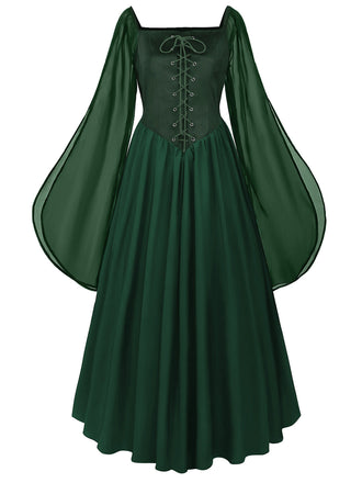 Robe Mousseline Col Carré Basque Taille Années 1940 2