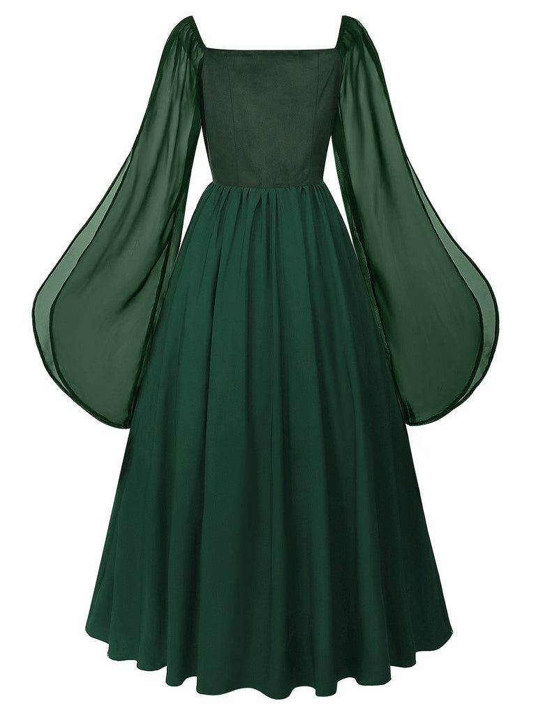 Robe Mousseline Col Carré Basque Taille Années 1940 3