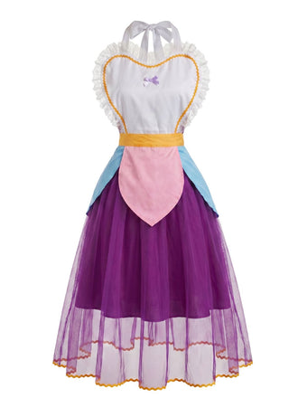 Robe Violette Tablier Cœur Théière Cosplay Mesh Années 1950 2