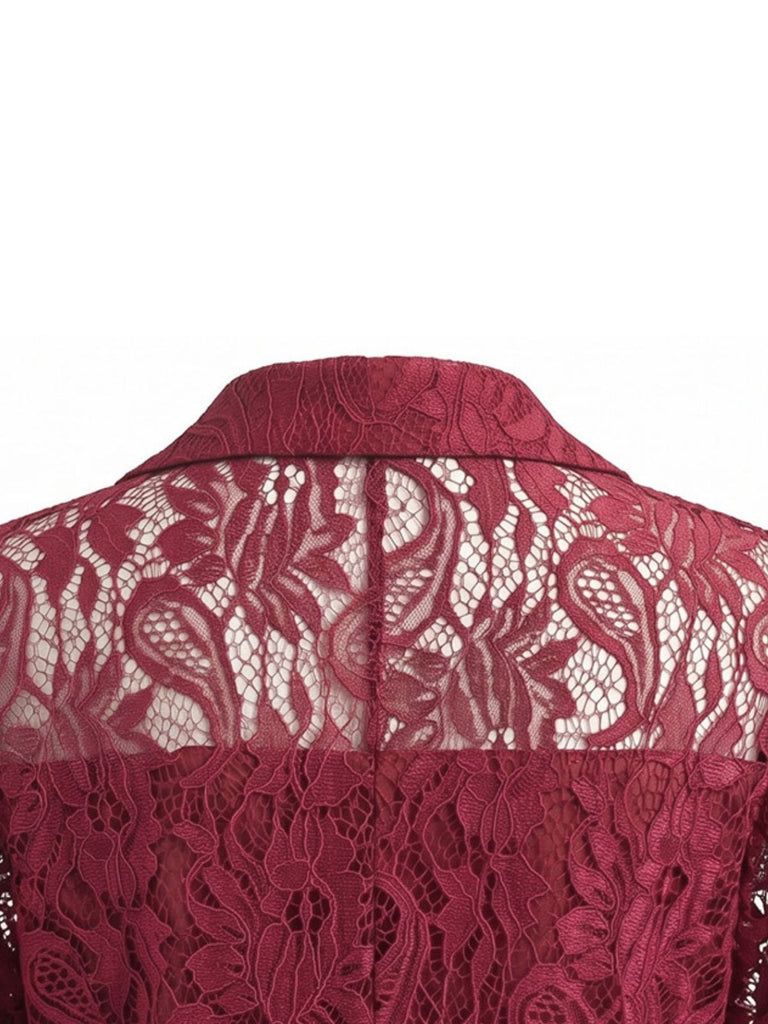 Veste Floral Dentelle Boutonné Devant Blazer Jacket Années 1950