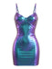 Robe Irisé Métallique Bretelles Fines Mini Années 1960 2