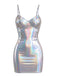 Robe Irisé Métallique Bretelles Fines Mini Années 1960 5