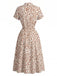 Robe Petites Fleurs Pois Ceinture Nouée Coton Chemise Années 1940 3