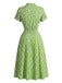 Robe Petites Fleurs Pois Ceinture Nouée Coton Chemise Années 1940 7