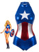 Body Costume Superhéroïne Bleu Métallique Étoile Années 1980