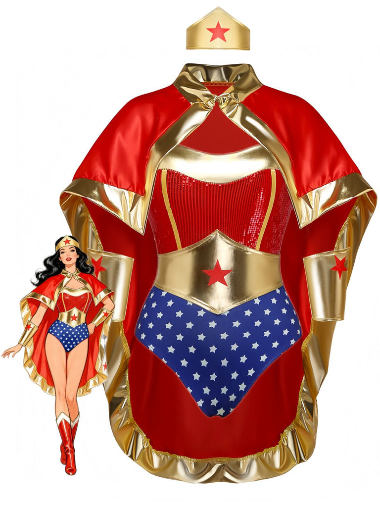 Body et Cape Costume Super-Héroïne à Étoile Rouge Années 1980