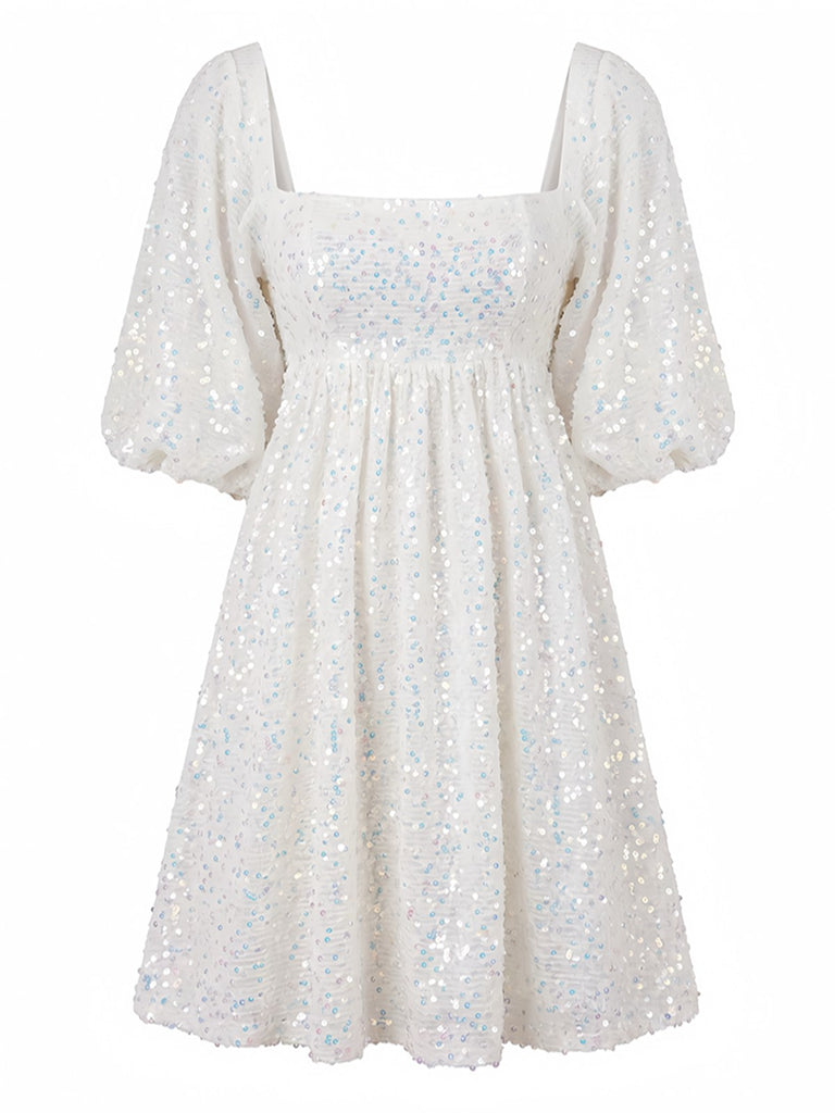 Robe Paillettes Manches Bouffantes Dos Nu Années 1960