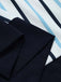 [Prévente] 2PCS Blouse Ajustée à Col Revers et Jupe à Rayures Verticales Bleu Années 1950