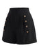 [Prévente] Short Noir Taille Haute Double Boutonnage Années 1950 3