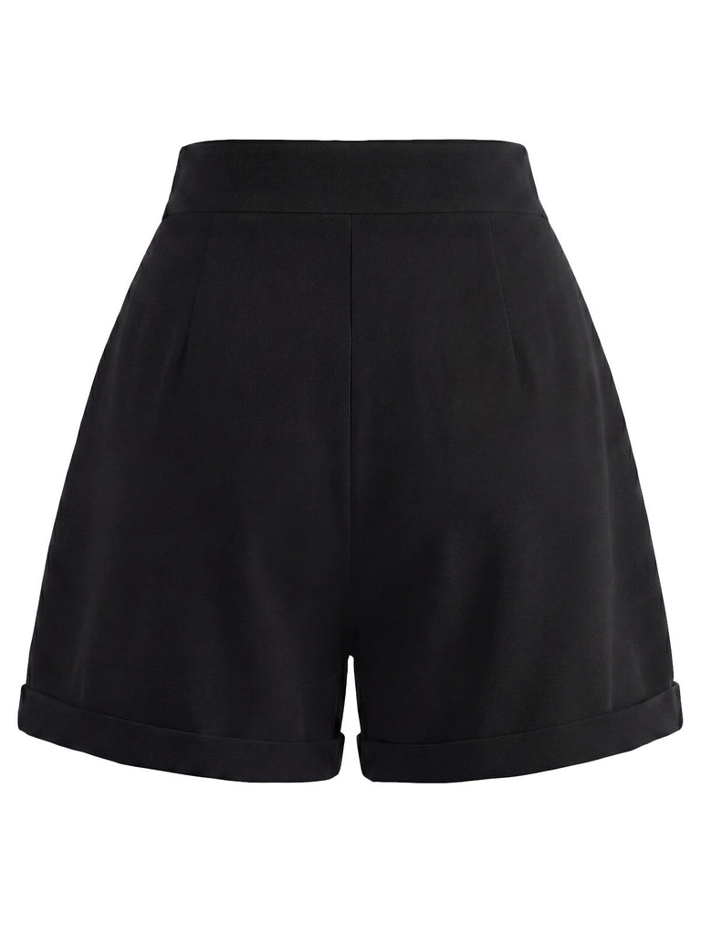 [Prévente] Short Noir Taille Haute Double Boutonnage Années 1950 4