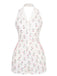[Prévente] Combishort Floral Halter Poche Blanc Années 1960
