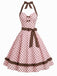 [Prévente] Robe à Pois Ceinturé Halter Nœud Rose Années 1950