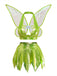 3PCS Costume Fée Princesse Vert avec Ailes Années 1950 2