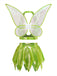 3PCS Costume Fée Princesse Vert avec Ailes Années 1950 3