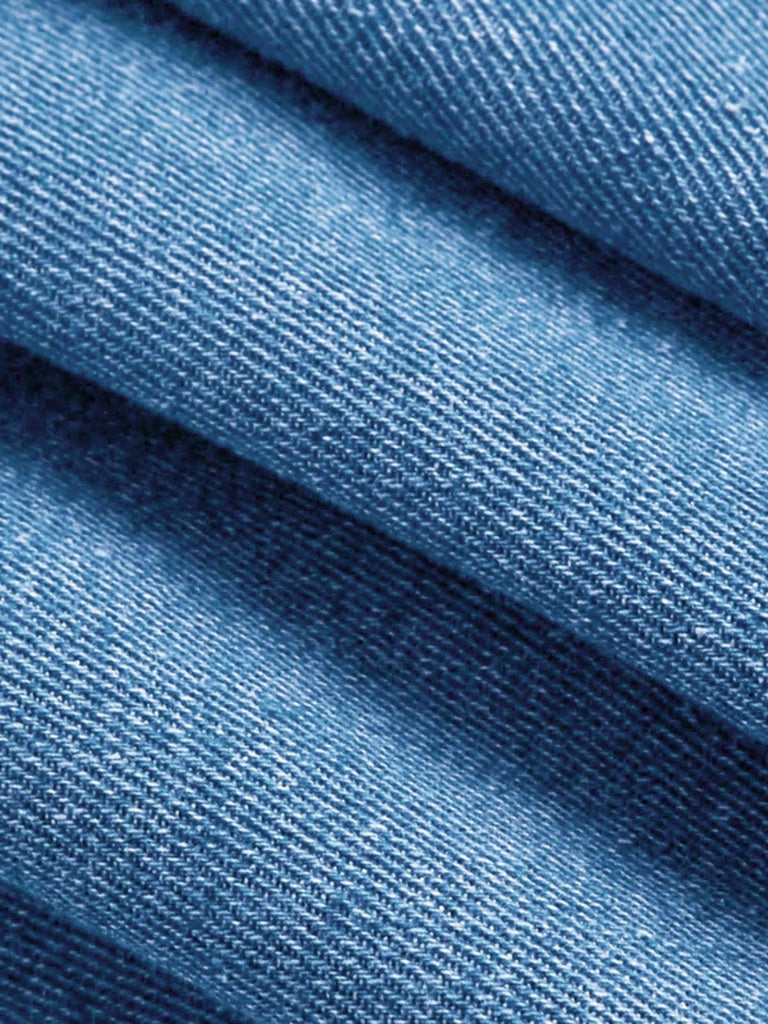 Robe Bleu Bretelles Fines Corset Denim Années 1950 9