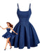 Robe Bleu Bretelles Fines Corset Denim Années 1950