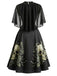 [Prévente] Robe Noir Tête de Mort Rose Gothique Cape Manche Années 1950
