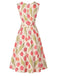 [Prévente] Robe Trapèze Sans Manches à Col Croisé Imprimé Tulipe Années 1950