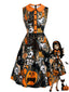 [Prévente] Robe noire col Claudine et motif Halloween années 60