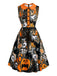 [Prévente] Robe noire Halloween à imprimé et col Claudine Années 1960
