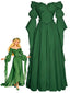Robe Verte Elfe Épaules Nues Manches Volantes Années 1930