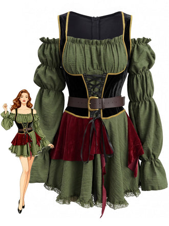 Robe Costume Pirate Halloween à Manches Virago Vert Années 1960