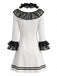 4PCS Robe Cosplay Clown Pierrot à Volants en Dentelle Noir et Blanc Années 1960