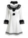 4PCS Robe Cosplay Clown Pierrot à Volants en Dentelle Noir et Blanc Années 1960