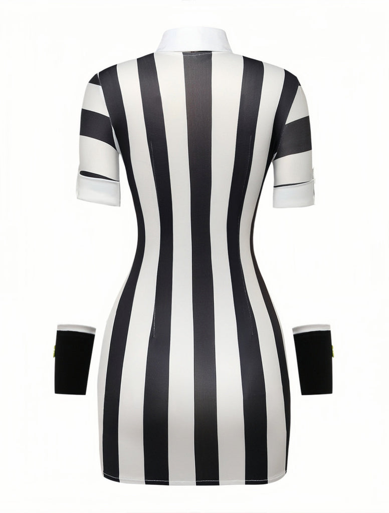 Robe Fourreau Noire & Blanche Rayée Années 1960 2
