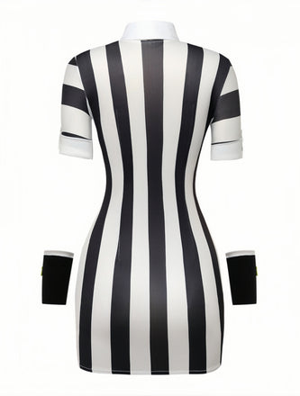 Robe Fourreau Noire & Blanche Rayée Années 1960 2