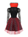 Ensemble 2PCS rouge Halloween avec robe en dentelle et tulle patchwork et cape Années 1950