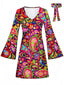 Mini Robe Paisley Psychédélique Manches Évasées Années 1960