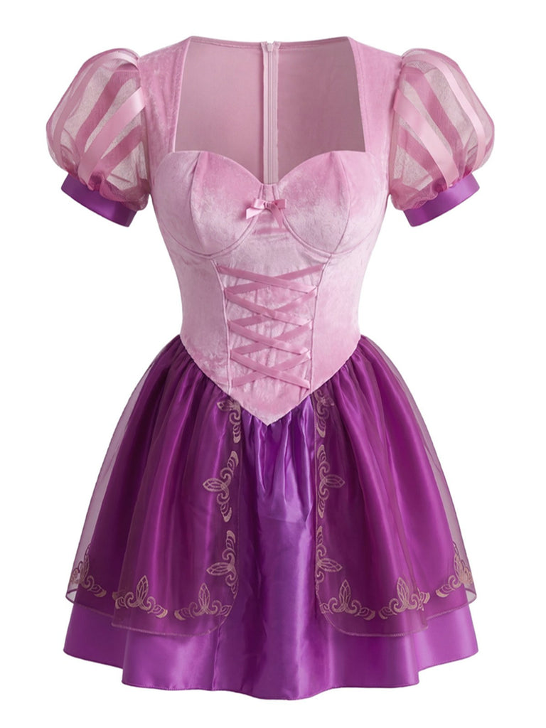 Mini-robe corset en tulle brodé couronne années 1950
