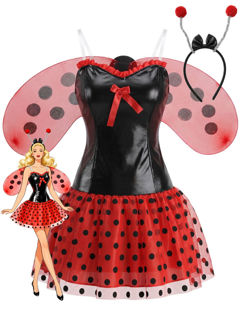 Ensemble de costume coccinelle à pois pour Halloween années 1960