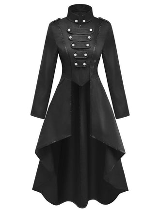 Veste smoking médiévale à col montant et ourlet asymétrique années 1940