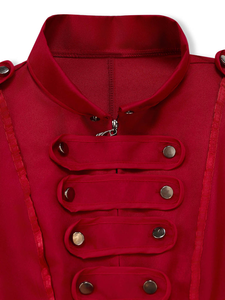 Veste smoking médiévale à col montant et ourlet asymétrique années 1940