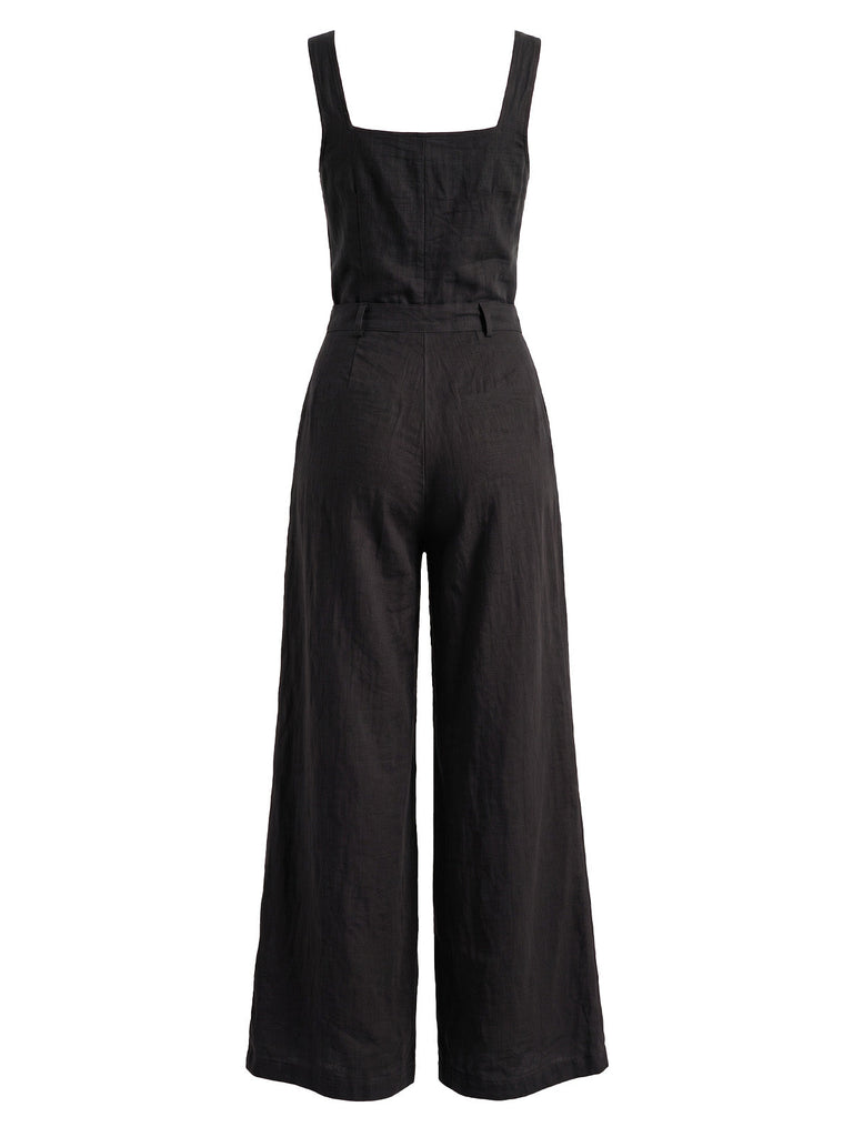Combinaison Col Carré Sans Manches Boutonné Uni Années 1940 5