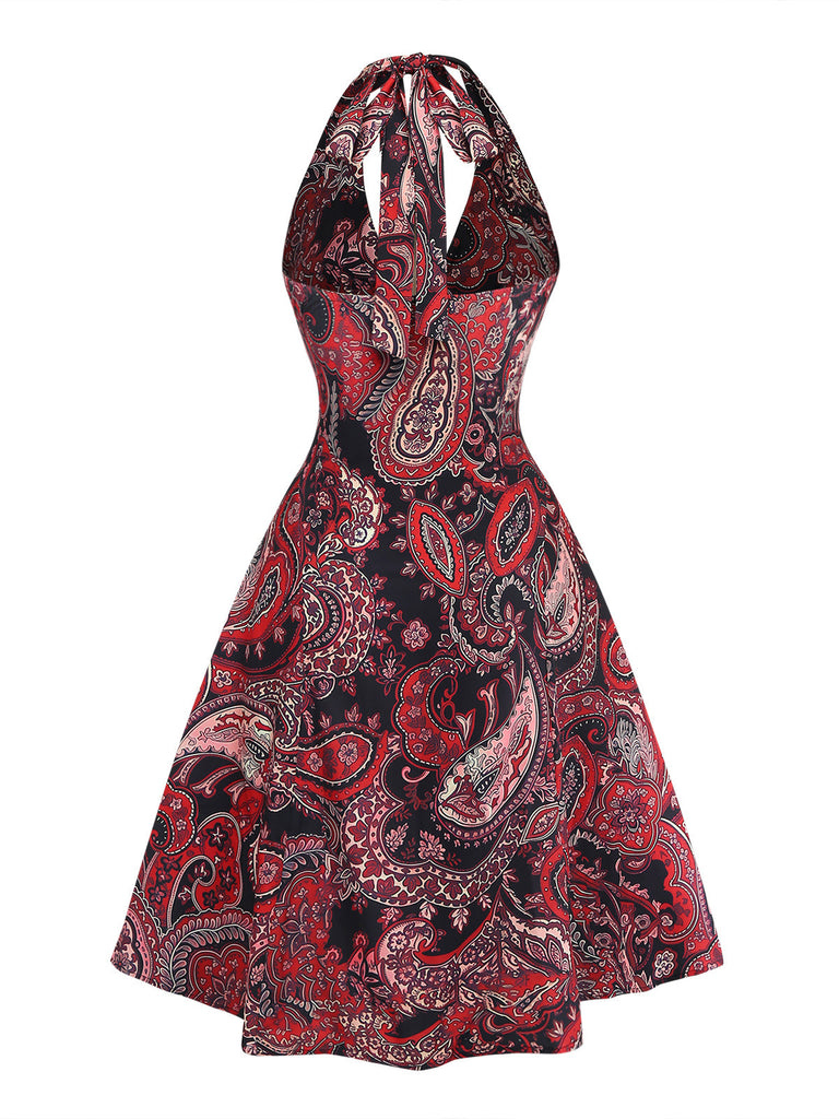 Robe Rouge Cachemire Dos Nu Ligne A Années 1970 3