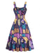 Robe en A Violette Patchwork Gothique Halloween Années 1950 3