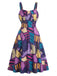 Robe en A Violette Patchwork Gothique Halloween Années 1950 2