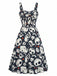 Robe Trapèze Halloween à Imprimé Squelette Noir Années 1950